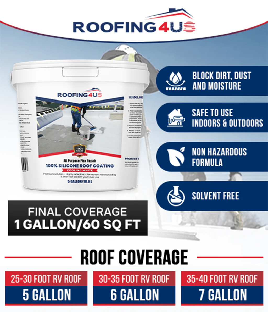 All Purpose Flex Repair 100% Silicone Roof Sealant - 3.5 Gallon - Image 4