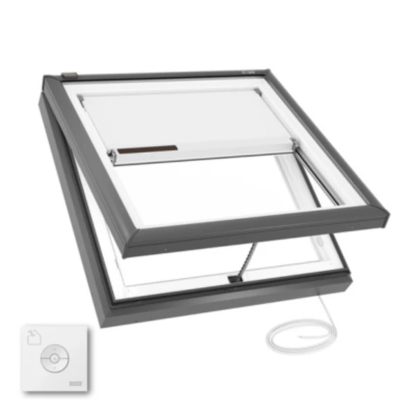VELUX Electric Venting Curb Mount Skylight - White Solar Powered Shade - Image 12