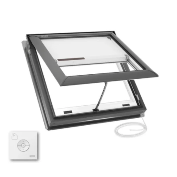 VELUX Electric Venting Deck Mount Skylight - White Solar Powered Shade - Image 10
