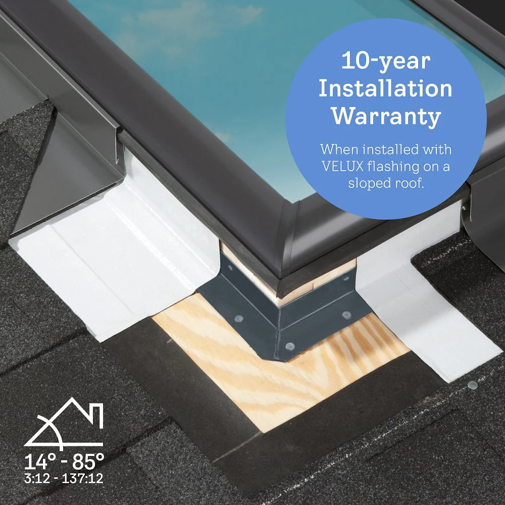 VELUX Fixed Deck Mount Skylight - White Solar Powered Shade - Image 3