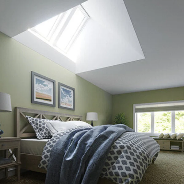 VELUX Fixed Deck Mount Skylight - White Solar Powered Shade - Image 8