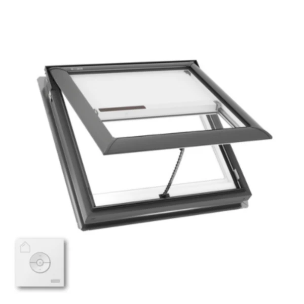 VELUX Manual Venting Deck Mount Skylight - White Solar Powered Shade - Image 12
