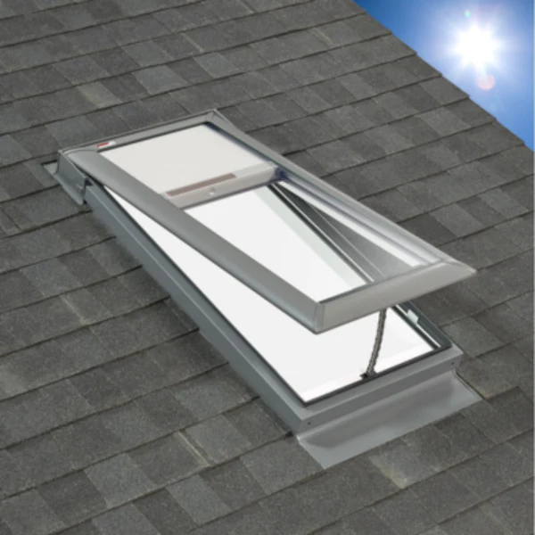 VELUX Manual Venting Deck Mount Skylight - White Solar Powered Shade - Image 4