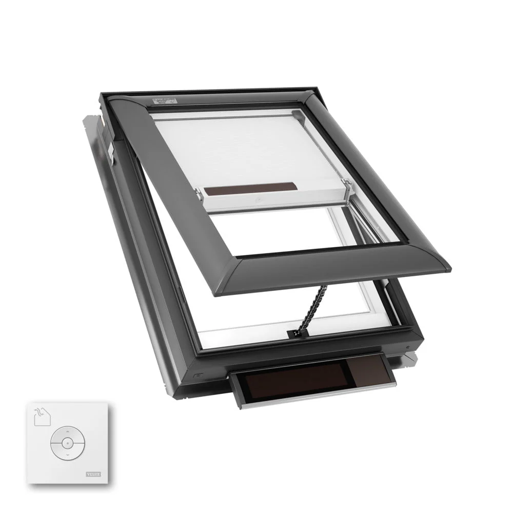 VELUX Solar Powered Venting Deck Mount Skylight - White Solar Powered Shade - Image 4