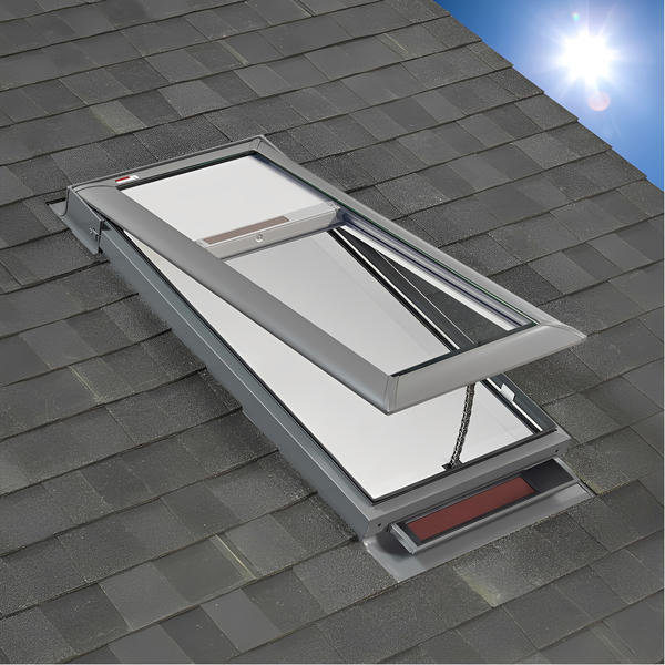 VELUX Solar Powered Venting Deck Mount Skylight - White Solar Powered Shade - Image 5