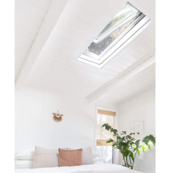 VELUX Solar Powered Venting Deck Mount Skylight - White Solar Powered Shade - Image 9